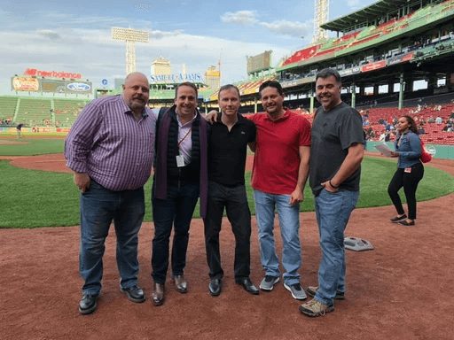The Field of Dreams group on the Fenway infield